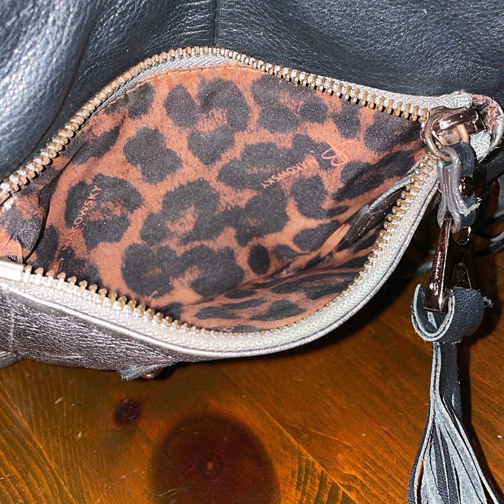 B. Makowsky Leather Convertible Black Silver Bag Detachable Strap P 10 - Picture 6 of 7